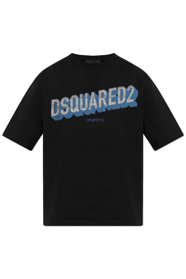 Tシャツ・カットソー Dsquared T-Shirt With Logo Dsquared2 men's cotton T-shirt with rhinestone logo